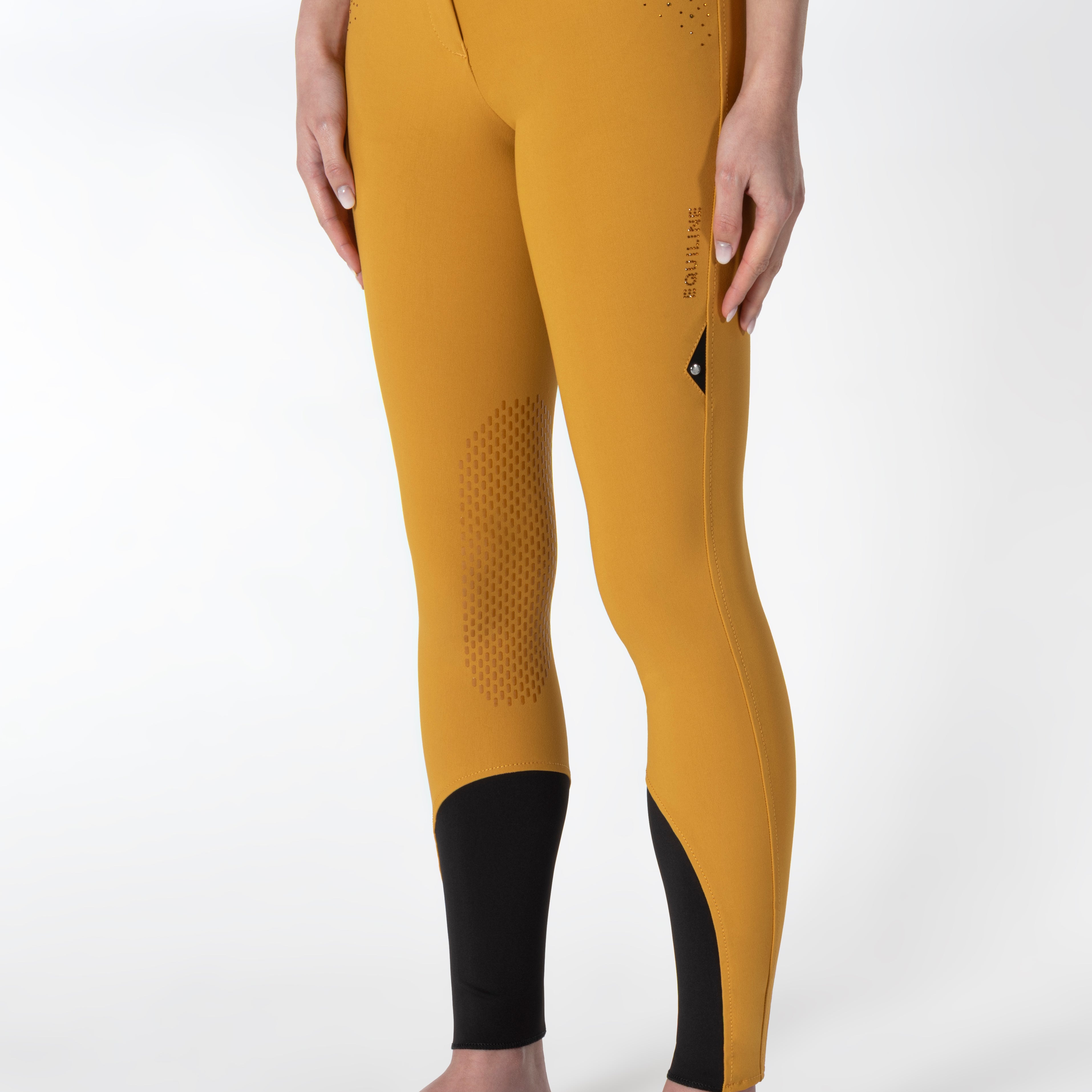 Equiline rijbroek dames knie grip Eqash Strass Chinese Yellow