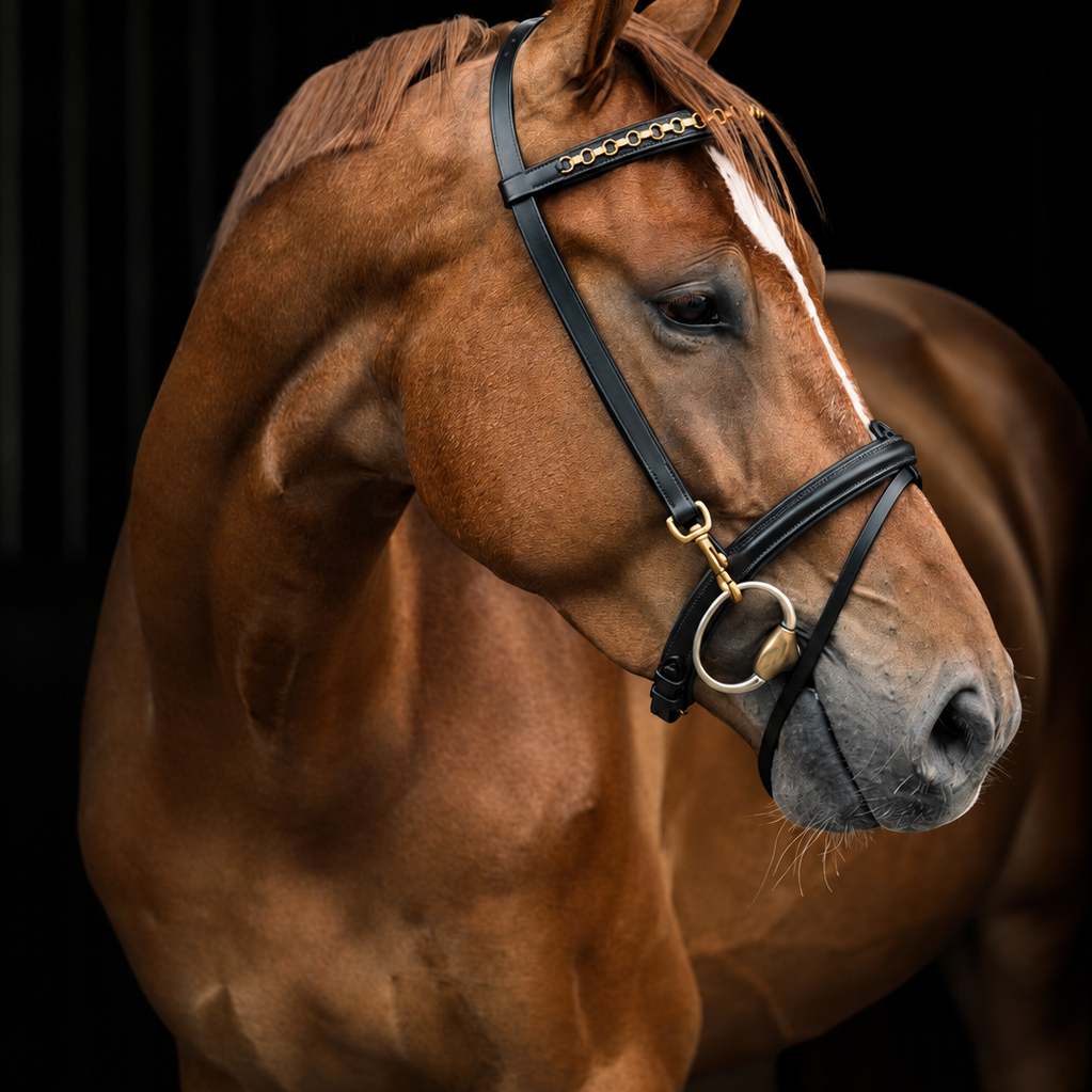 LJ Leathers Pro Selected bridle with clips Black