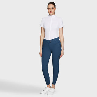 Samshield Riding Breeches Knee Grip Ladies Clara Metal Dots High Waist Celestial Blue