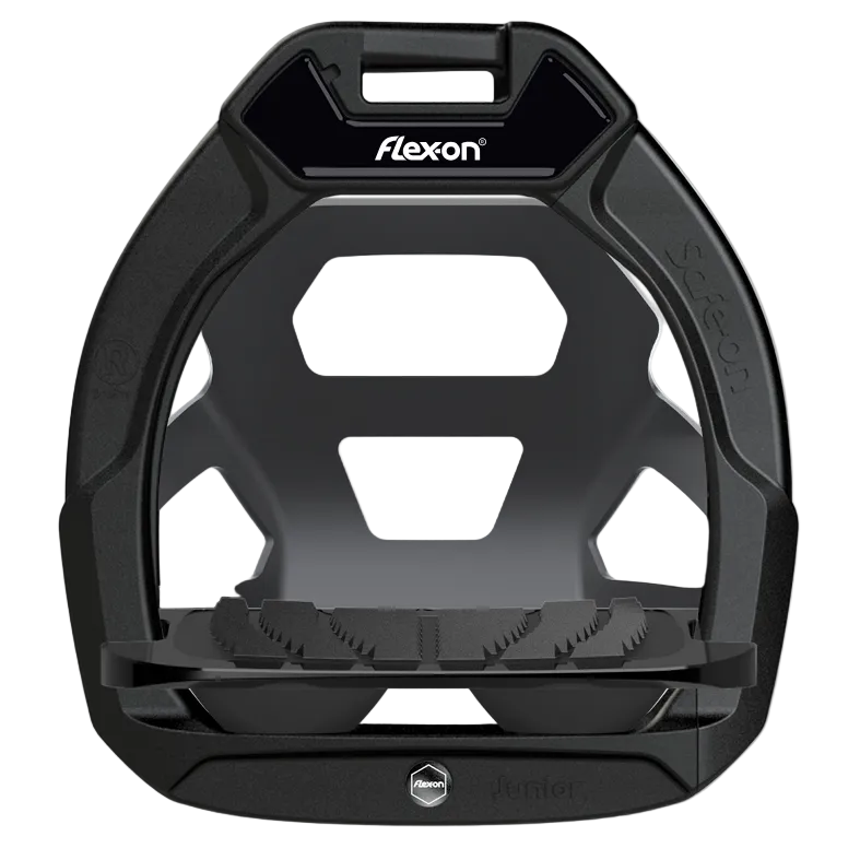 Flex-on Safe-on Composite veiligheids stijgbeugels junior Zwart met cage