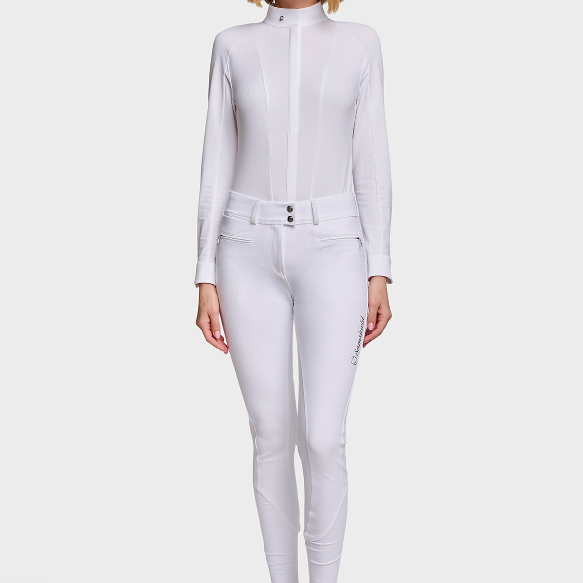 Samshield Breeches Full Grip Women Clara Crystal Fabric White