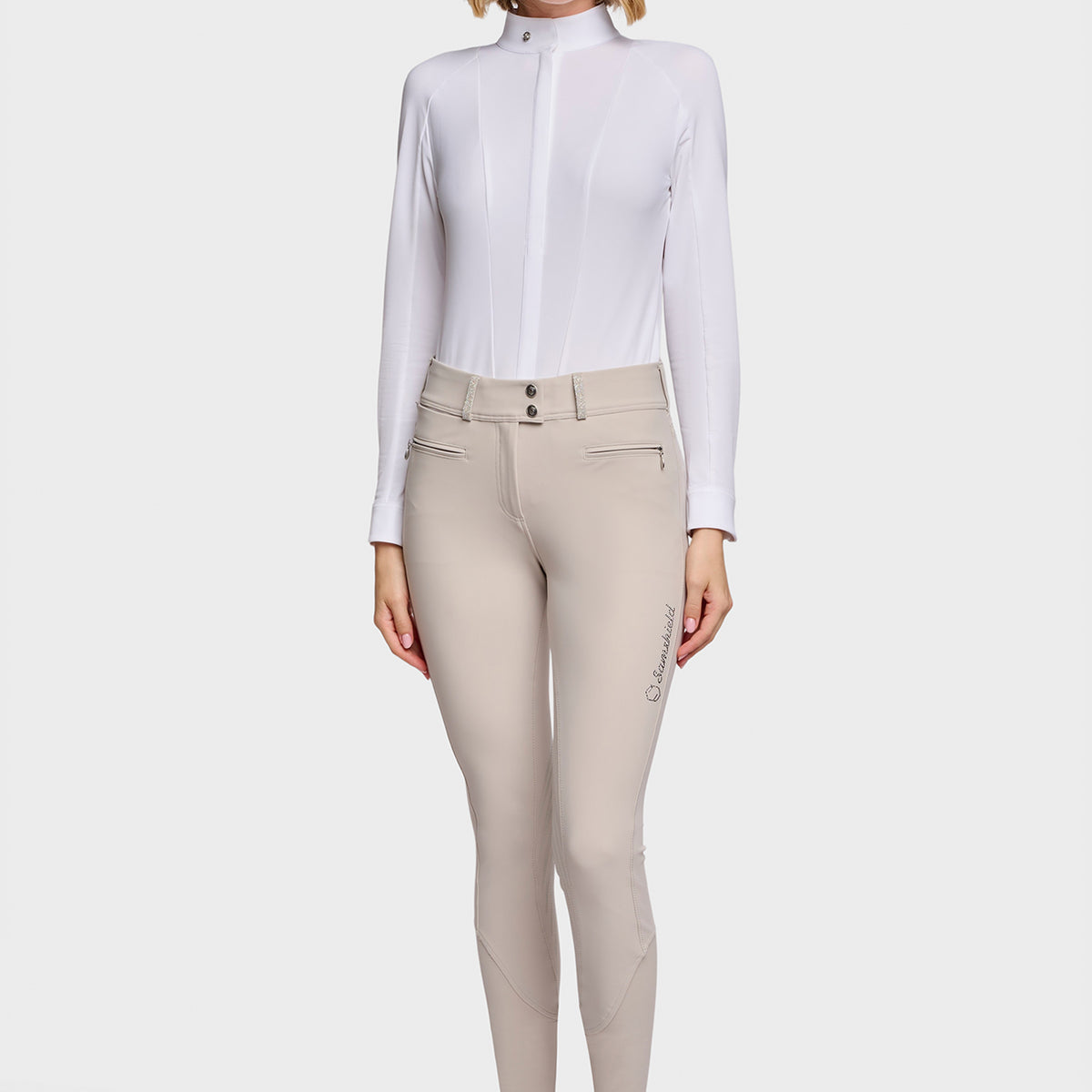 Samshield Breeches Knee Grip Women Clara Crystal Fabric Beige