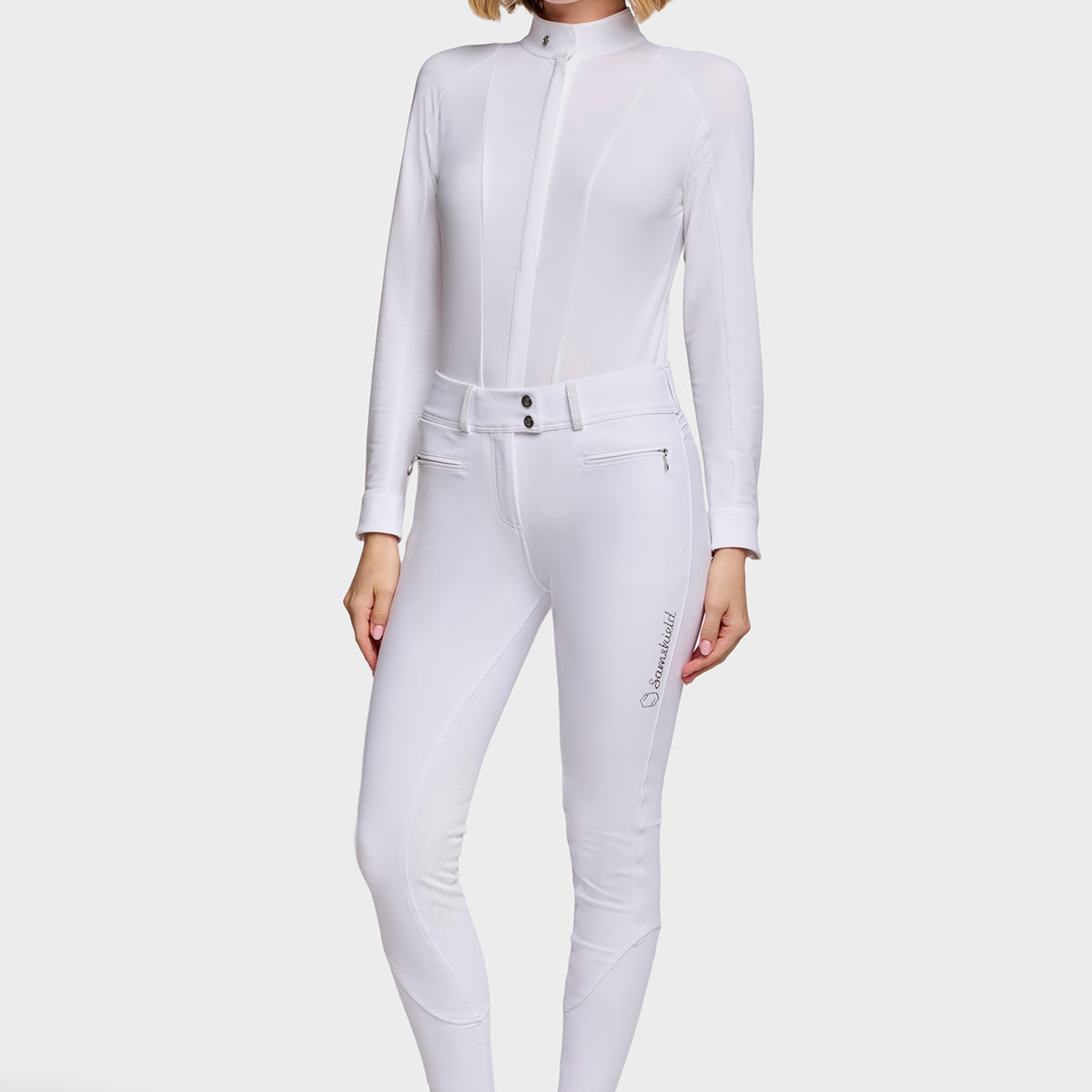 Samshield Breeches Knee Grip Women Clara Crystal Fabric White