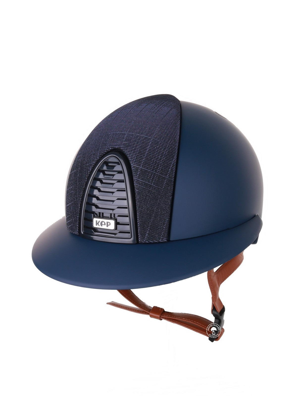 Kep Italia Paardrijhelm Cromo 2.0 Matt Polo Klep Blauw RAW Frame Galassia Dark Blue Insert Beige Kinband