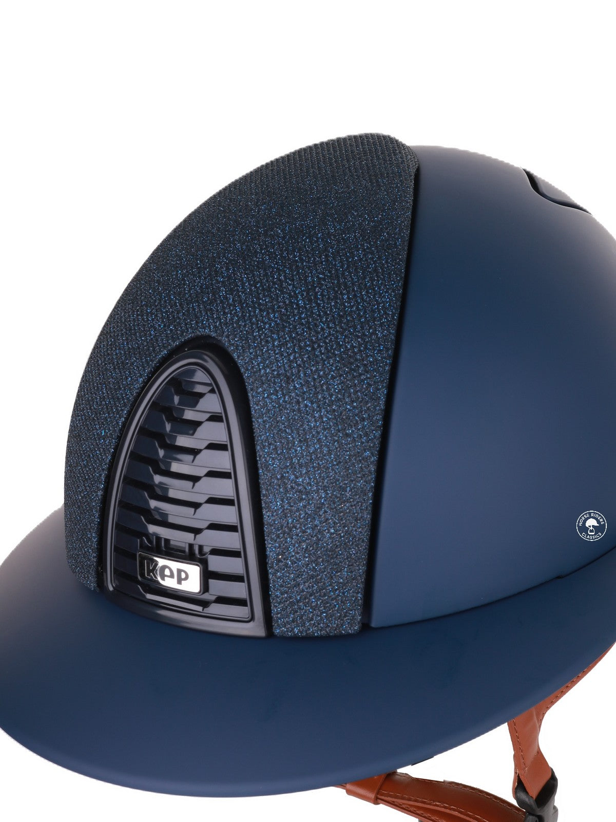 Kep Italia Paardrijhelm Cromo 2.0 Matt Polo Klep Blauw RAW Frame Luminor Blue Insert Beige Kinband