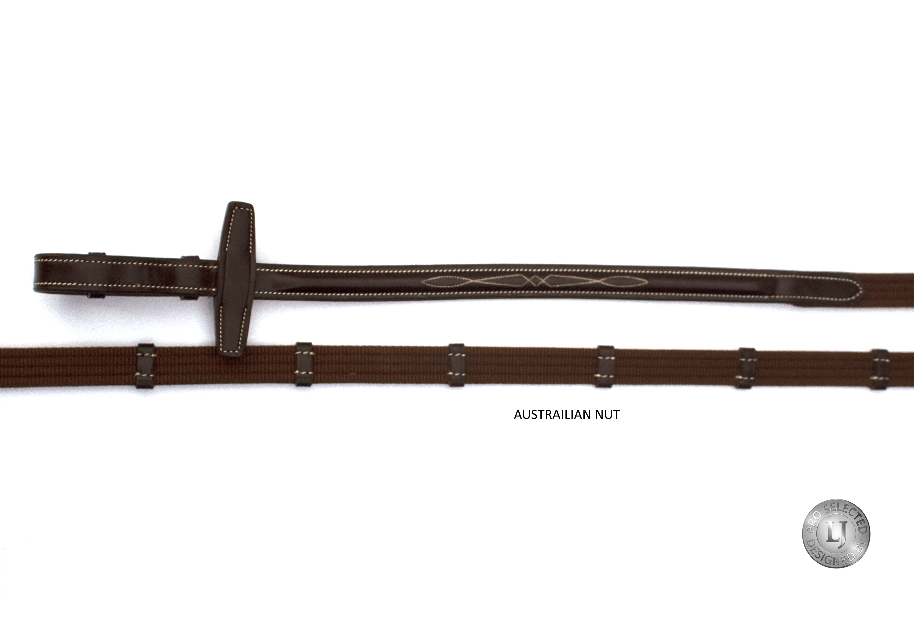 LJ Leathers Pro Selected Teugels webband met lederen stoppers Bruin