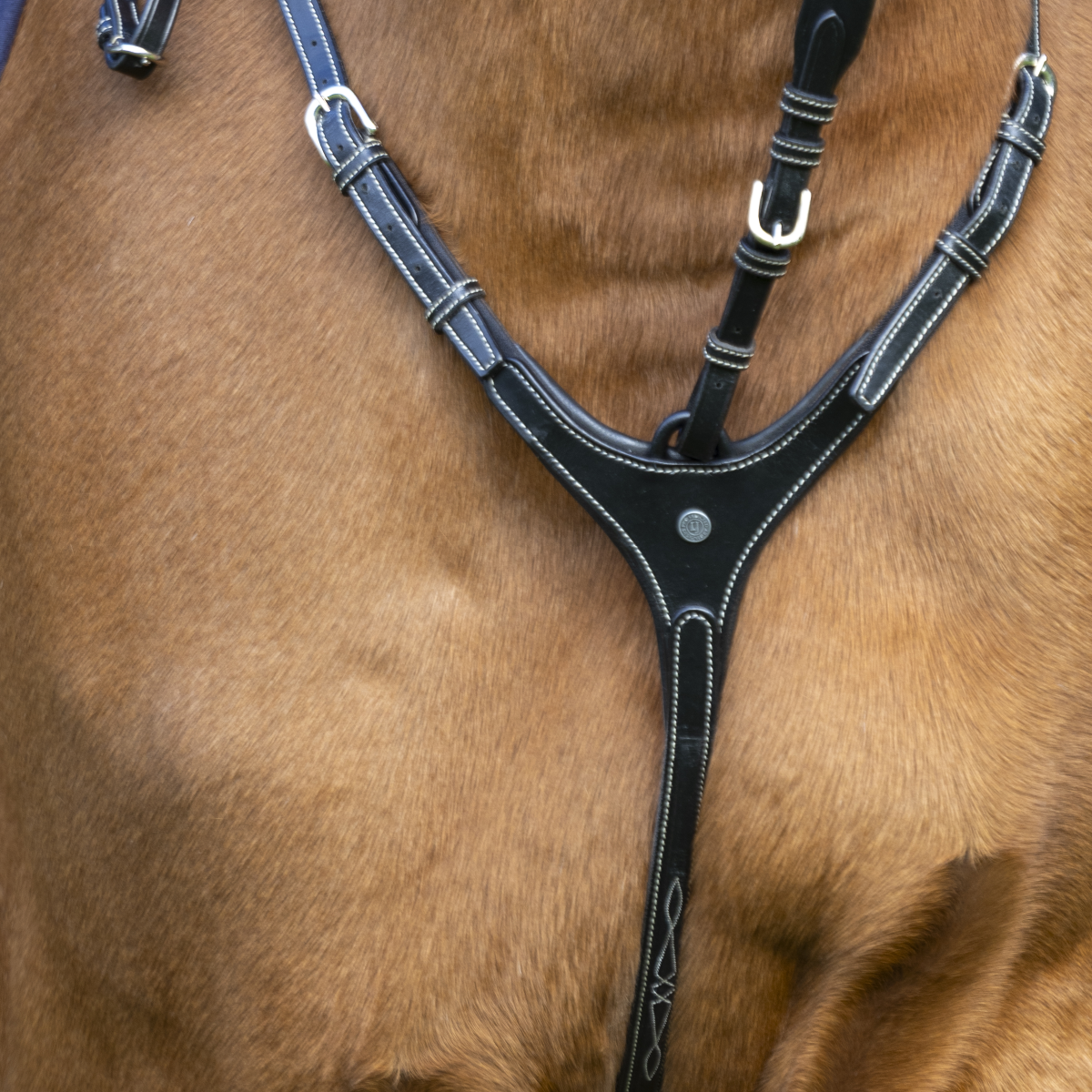 LJ Leathers Pro Selected Heritage Martingaal zwart-zilver