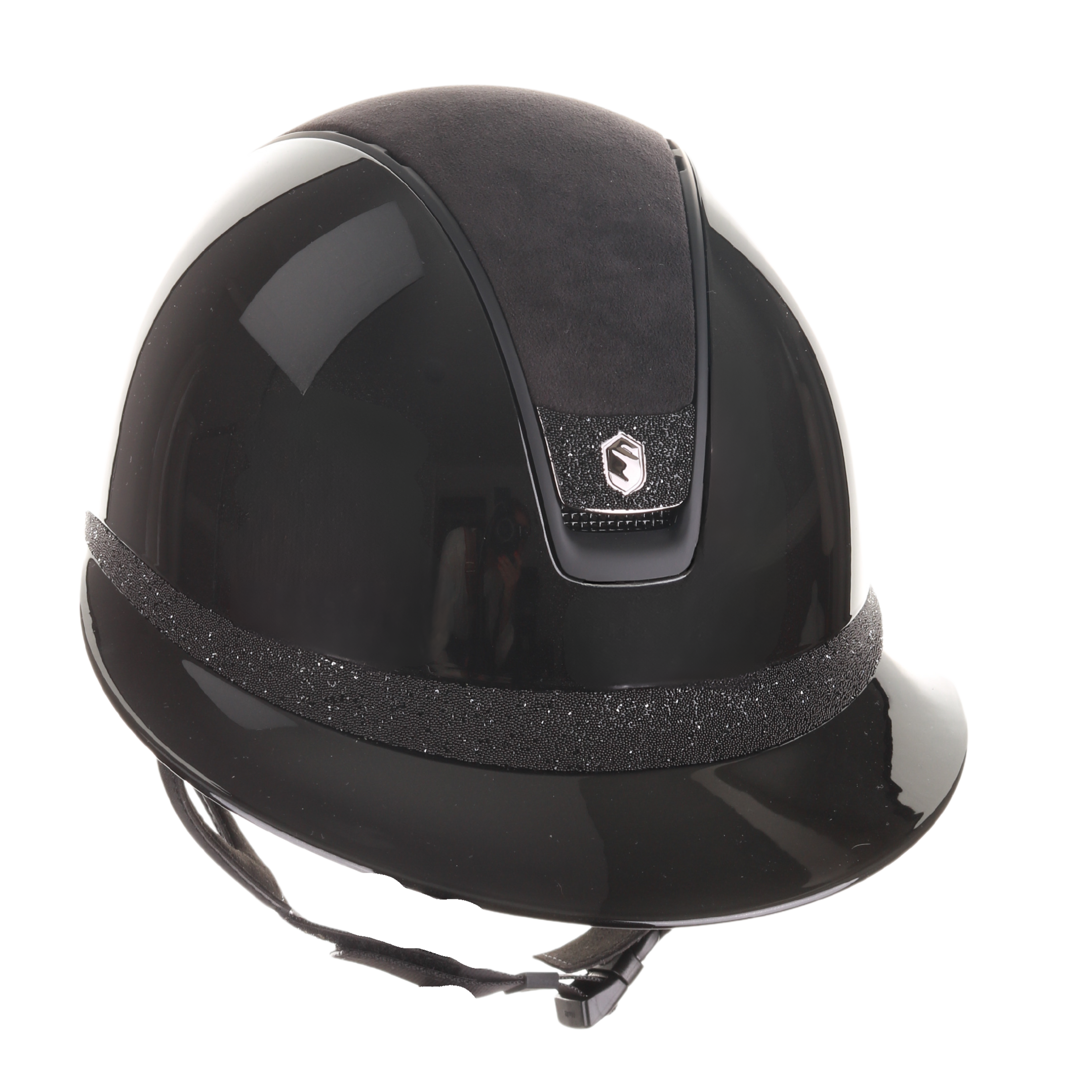 Samshield 2.0 Paardrijhelm Miss Shield Shadowglossy Alcantara Crystal Blazon Frontal Band Zwart Zwart