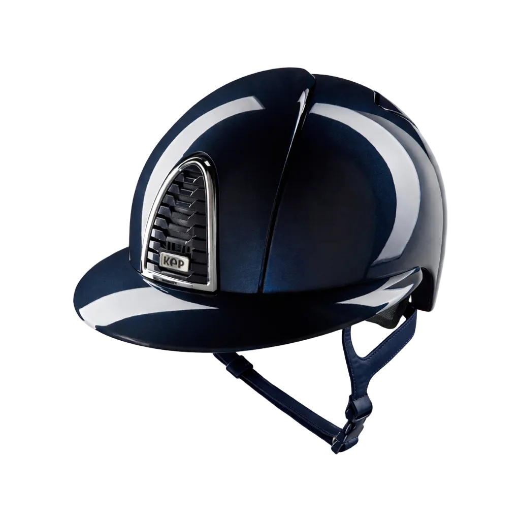 Kep Italia Riding Helmet Cromo 2.0 Shine Polo Peak Blue Chrome Frame