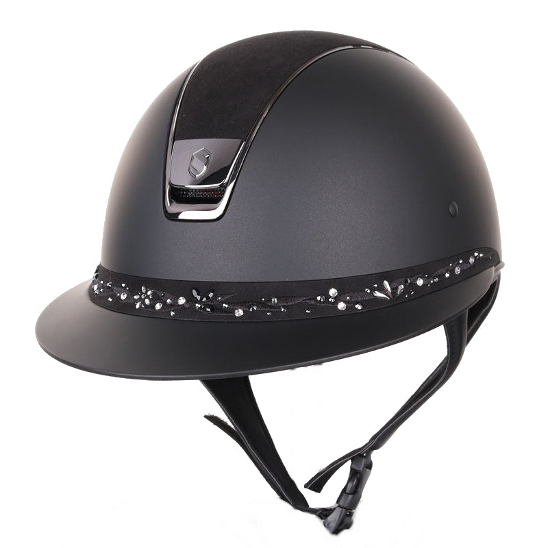 Samshield 2.0 Paardrijhelm Miss Shield Flower Swarovski Jewellery Frontal Band Zwart Zwart Dressuur