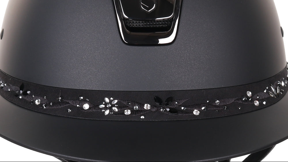 Samshield 2.0 Paardrijhelm Miss Shield Shadowmatt Flower Swarovski Jewellery FB Zwart