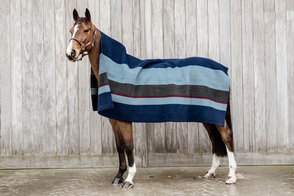 Kentucky Horsewear Heavy Fleece Rug Square Stripes navy/grey