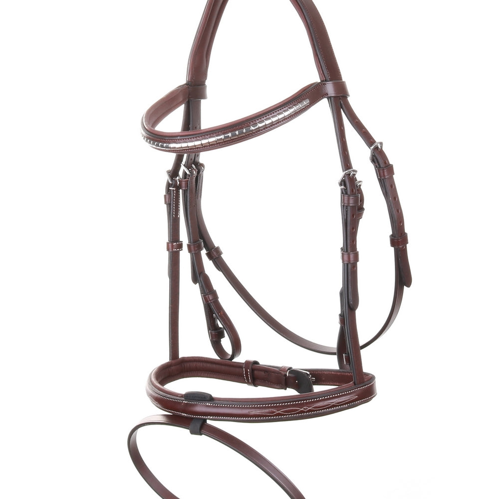 Equiline Hoofdstel Gecombineerde neusriem Clincher Frontriem bruin Bruin Silver clincher