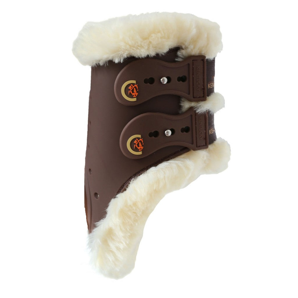 Kentucky Horsewear fetlock boots elastic sheepskin Braun
