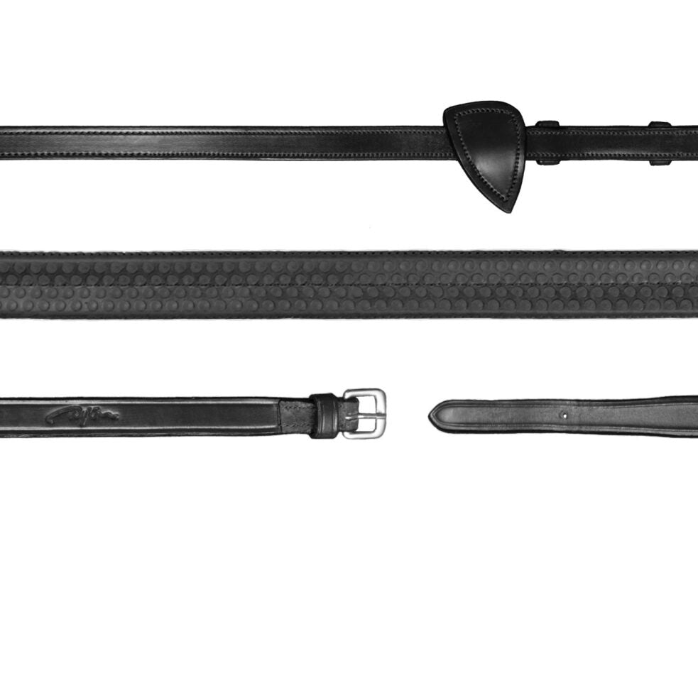 Dyon New English Collection rubber teugels breed (16mm) zwart Zwart Rubber breed