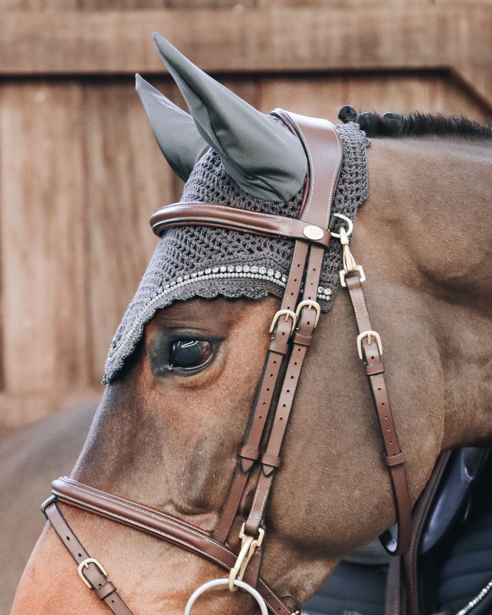 Kentucky Horsewear Fly Veil Long Stone & Pearl Grey