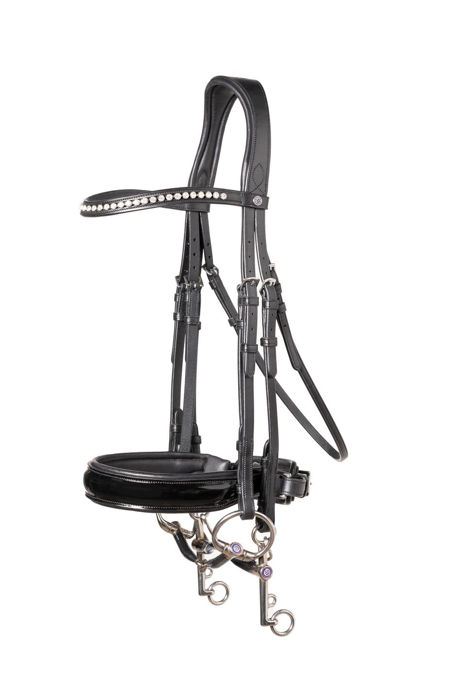 TRUST Aachen Double Bridle Patent noseband black padded Black