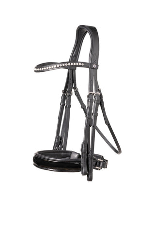 TRUST Aachen Double Bridle Patent noseband black padded Black