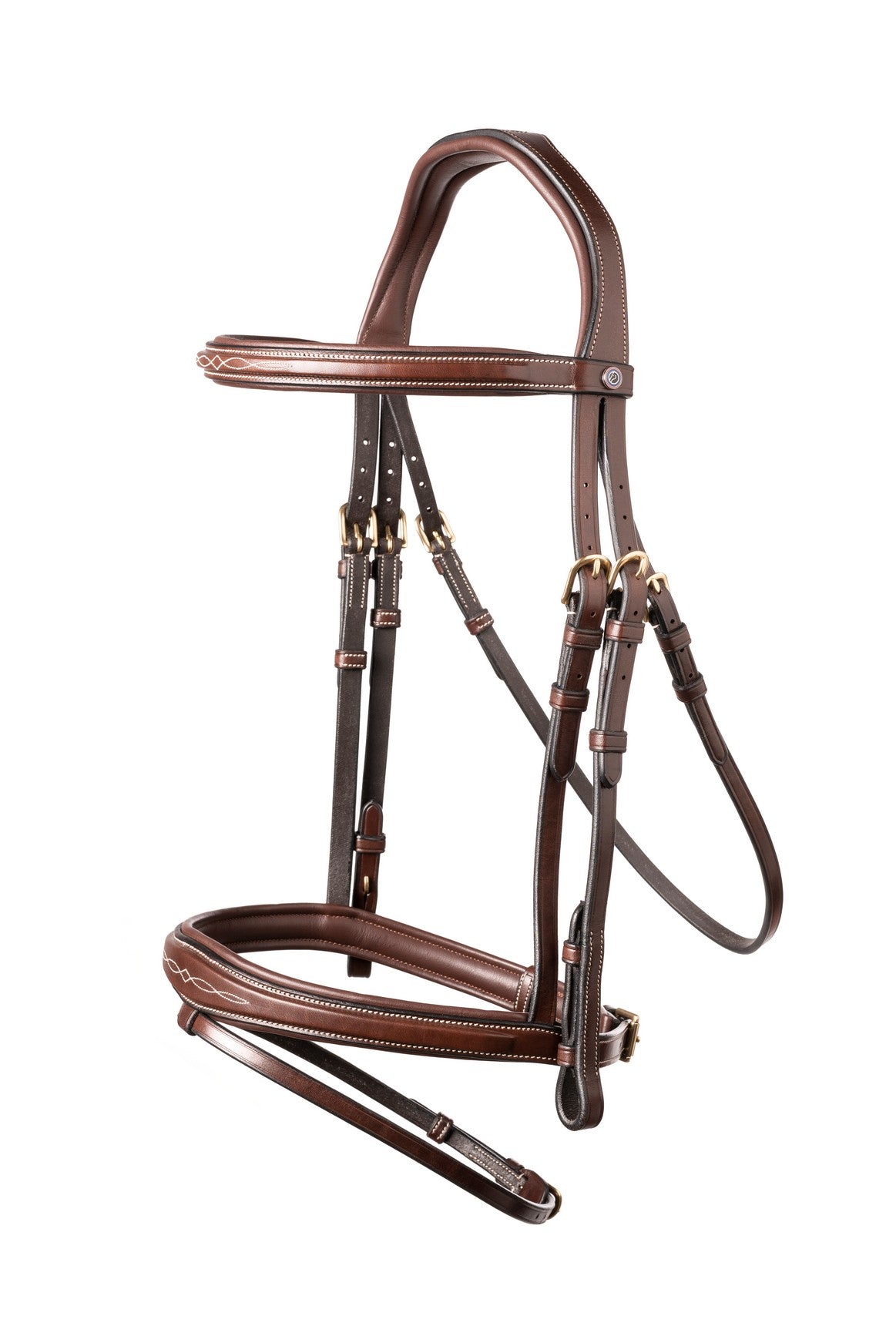 TRUST bridle Amsterdam anatomical combined noseband gold buckle Brown