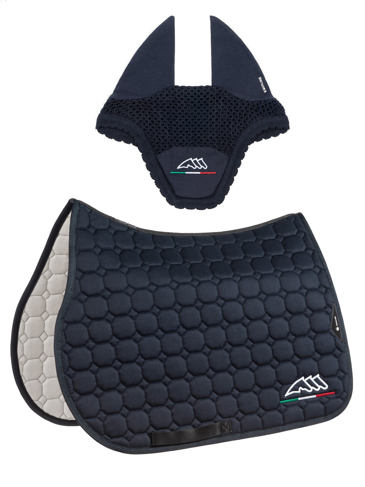 Equiline Set Zadeldek en vliegenmuts Eqflaggy Navy Pony