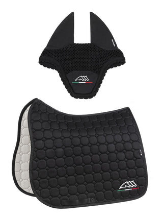 Equiline Set Saddle Pad and Fly hat Eqflaggy Dressage Black