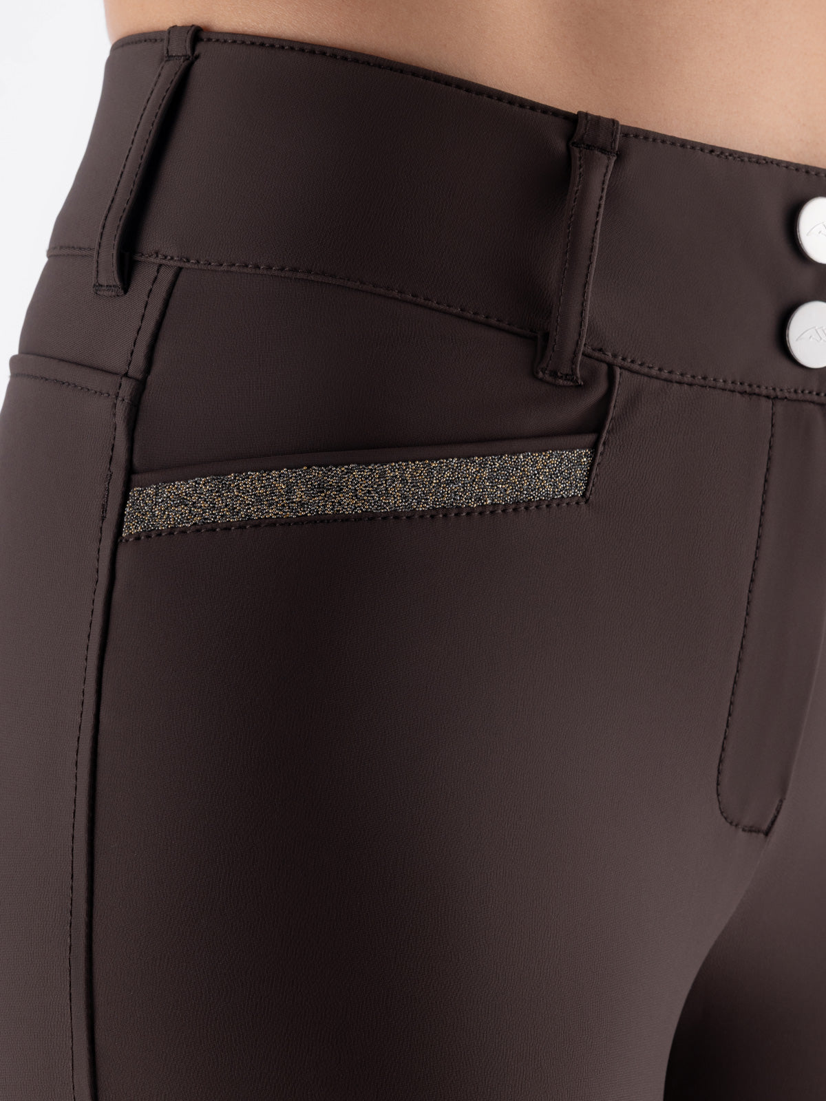 Equiline Rijbroek Dames Full Grip Hoge Band Eqcrystalef Coffee Bean