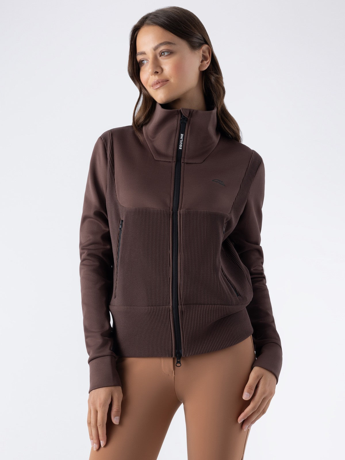 Equiline Women's Full Zip Sweatshirt Eqembres Cocoa Powder