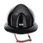Kep Italia Riding Helmet Cromo 2.0 Polish Polo Peak Black  Shaded Silver Insert Beige Chin Strap