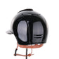 Kep Italia Riding Helmet Cromo 2.0 Polish Polo Peak Black  Shaded Silver Insert Beige Chin Strap