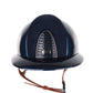Kep Italia Riding Helmet Cromo 2.0 Shine Polo Peak Blue RAW Frame Suede Blue Insert Beige Chin Strap
