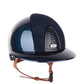 Kep Italia Riding Helmet Cromo 2.0 Shine Polo Peak Blue RAW Frame Suede Blue Insert Beige Chin Strap