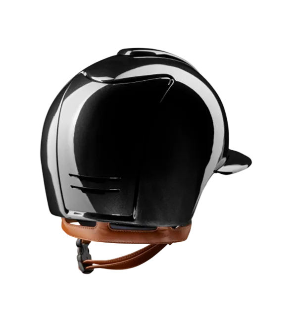 Kep Italia Paardrijhelm Cromo 2.0 Shine Polo Klep Zwart Chrome Frame Beige Kinband
