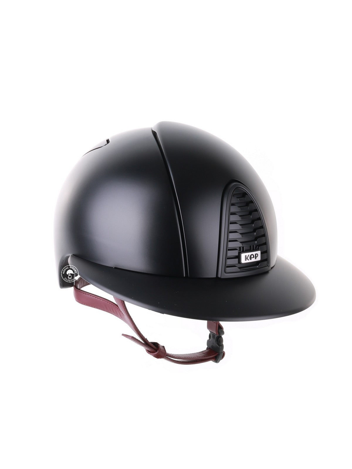Kep Italia Riding Helmet Cromo 2.0 Textile Polo Peak Black Bordeaux Chin Strap