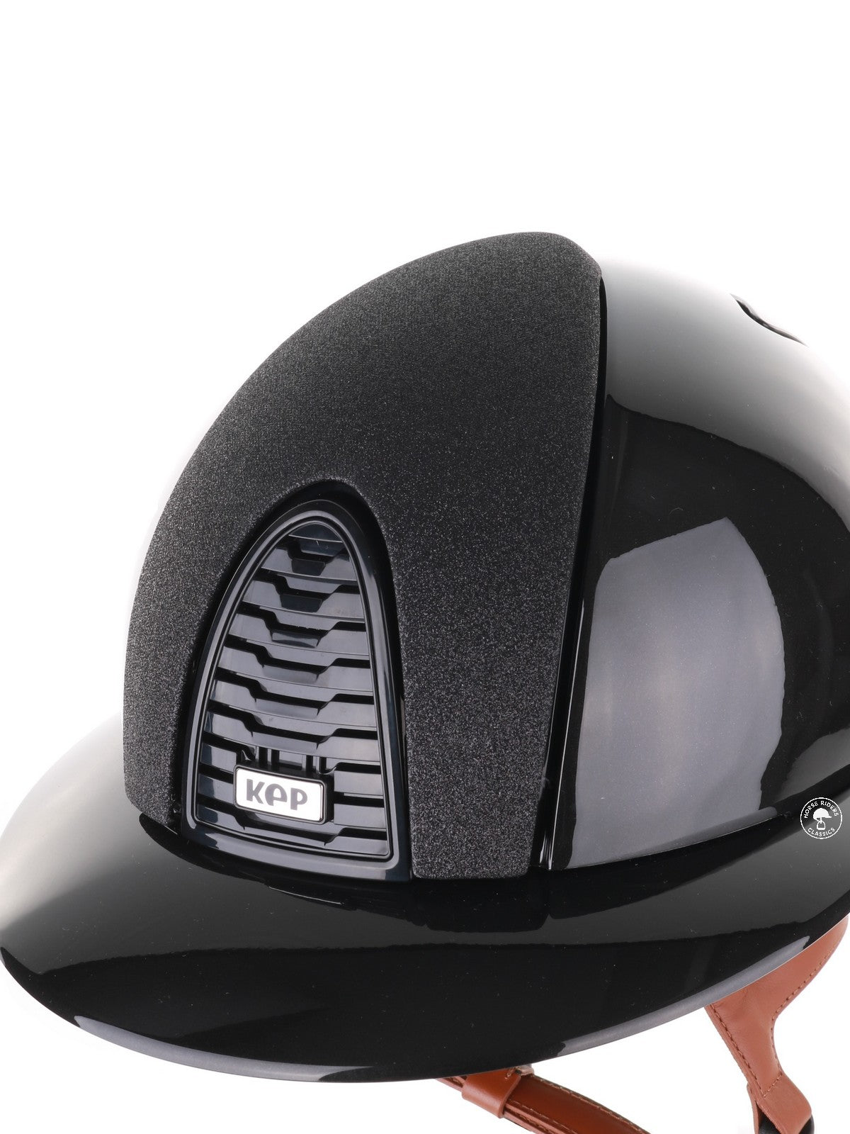 Kep Italia Paardrijhelm Cromo 2.0 Shine Polo Klep Zwart RAW Frame Star Insert Beige Kinband