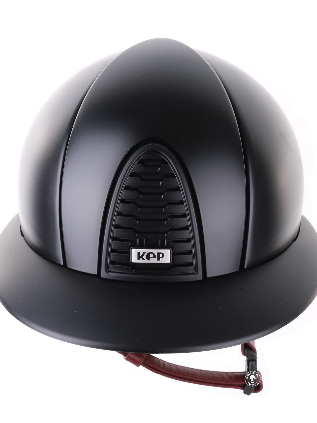 Kep Italia Riding Helmet Cromo 2.0 Textile Polo Peak Black Bordeaux Chin Strap