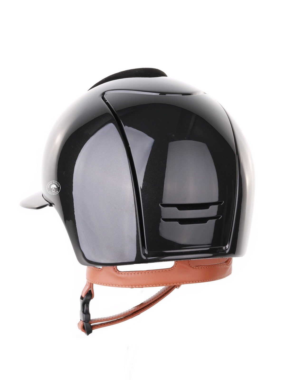 Kep Italia Paardrijhelm Cromo 2.0 Shine Polo Klep Zwart RAW Frame Suede Insert Beige Kinband