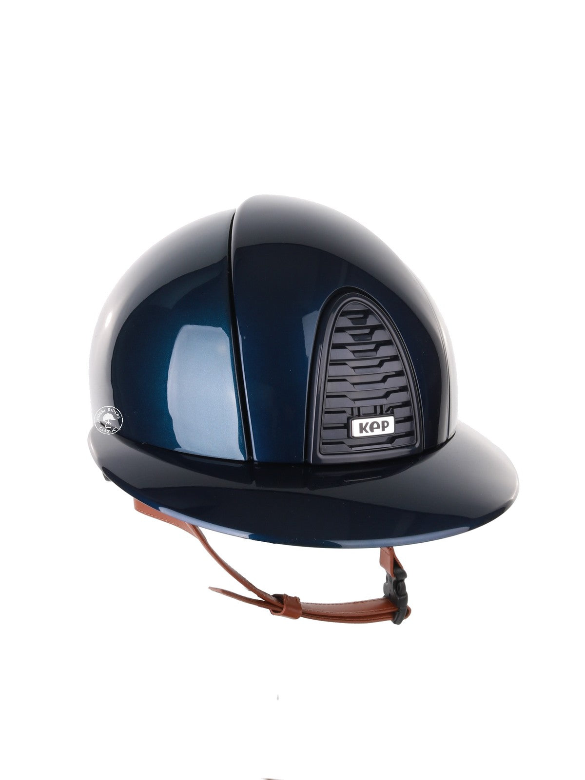 Kep Italia Riding Helmet Cromo 2.0 Shine Polo Peak Blue RAW Frame Beige Chin Strap