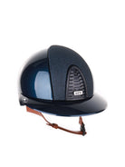 Kep Italia Paardrijhelm Cromo 2.0 Shine Polo Klep Blauw RAW Frame Luminor Blue Insert Beige Kinband