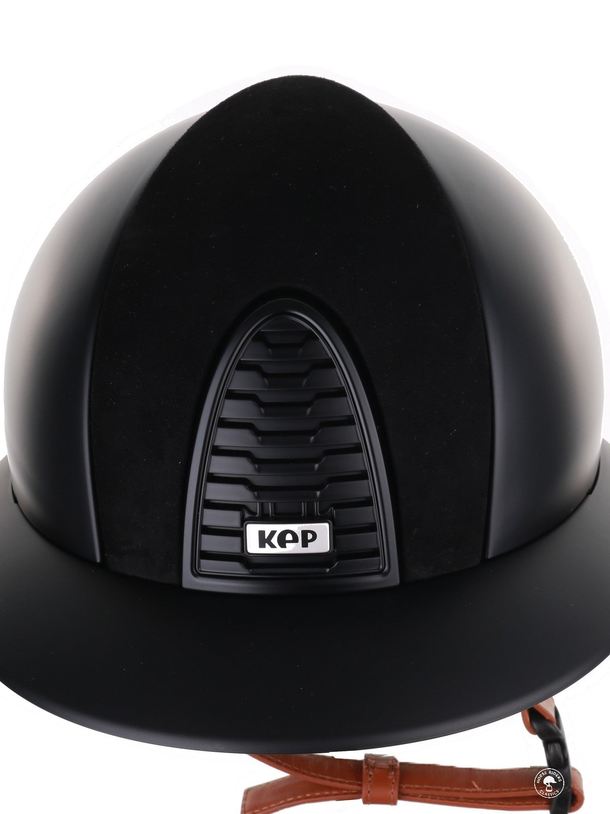 Kep Italia Riding Helmet Cromo 2.0 Textile Polo Peak Black Suede Insert Beige Chin Strap