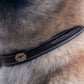 Dyon leather dog collar fancy stitching Black