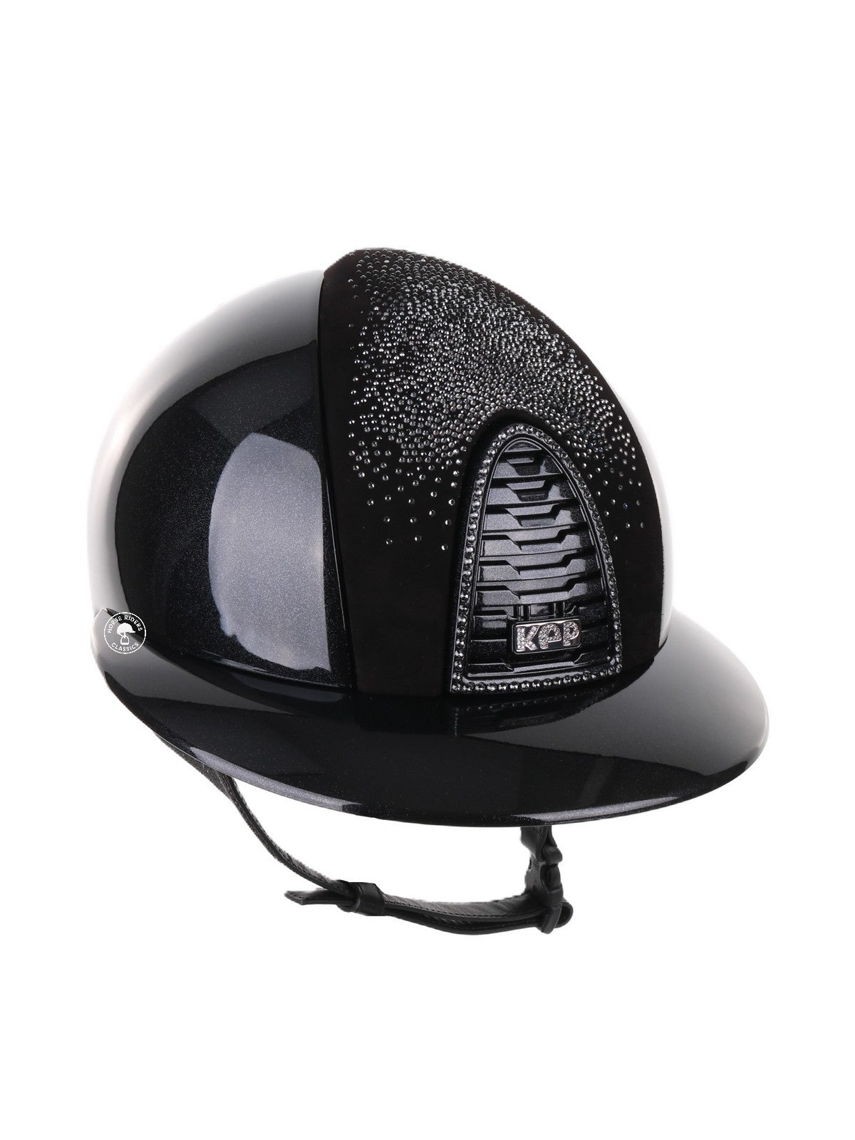 Kep Italia Paardrijhelm Cromo 2.0 Diamond Polo Klep Zwart Shaded Silver Insert Swarovski Frame