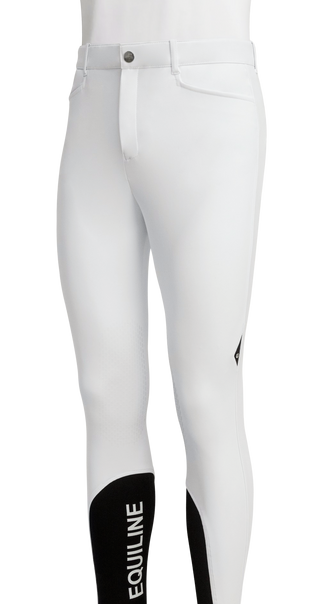 Equiline riding breeches men knee grip Estek White