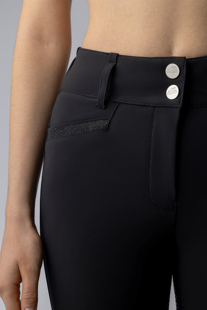 Equiline riding breeches women knee grip high waist Crystalek Black