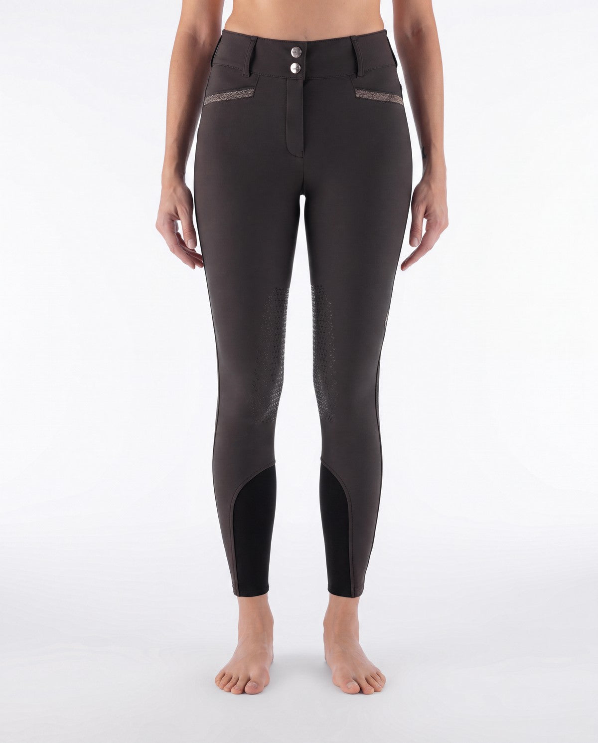Equiline Women's Knee Grip High Waist Breeches Eqcrystalek Coffee Bean