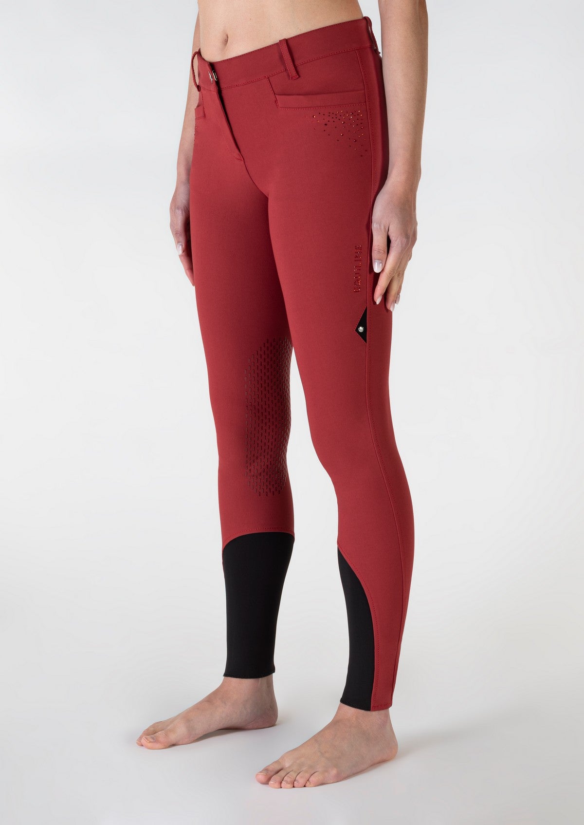 Equiline rijbroek dames knie grip Eqash Strass Rosso Scuro