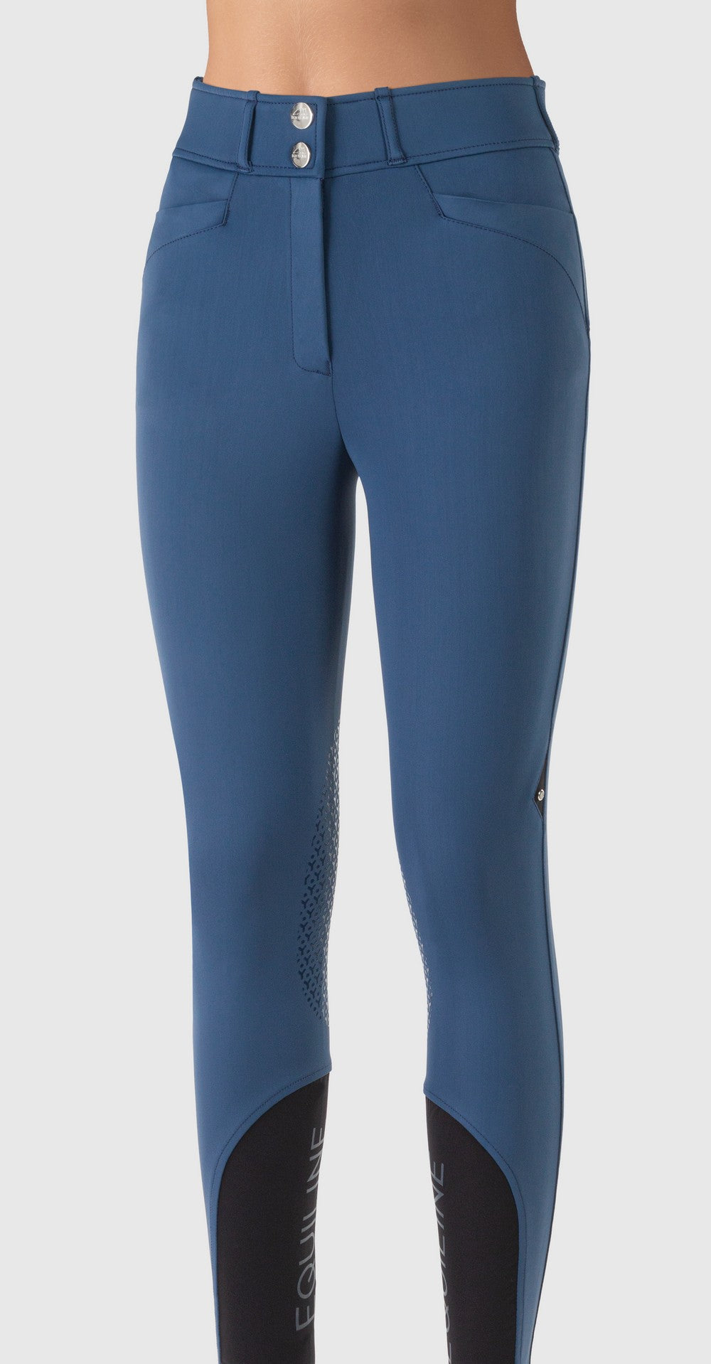 Equiline riding breeches women knee grip high waistband Edrikh Blue Teal