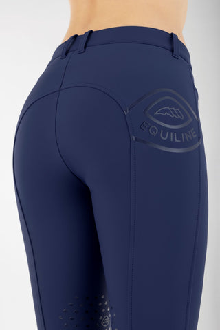 Equiline Riding Breeches Winter Knee Grip Women Cornek Logo Navy Peony