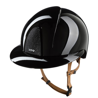 Kep Italia Riding Helmet Smart Nova Polish Polo Peak Star Insert Black Beige Chin Strap