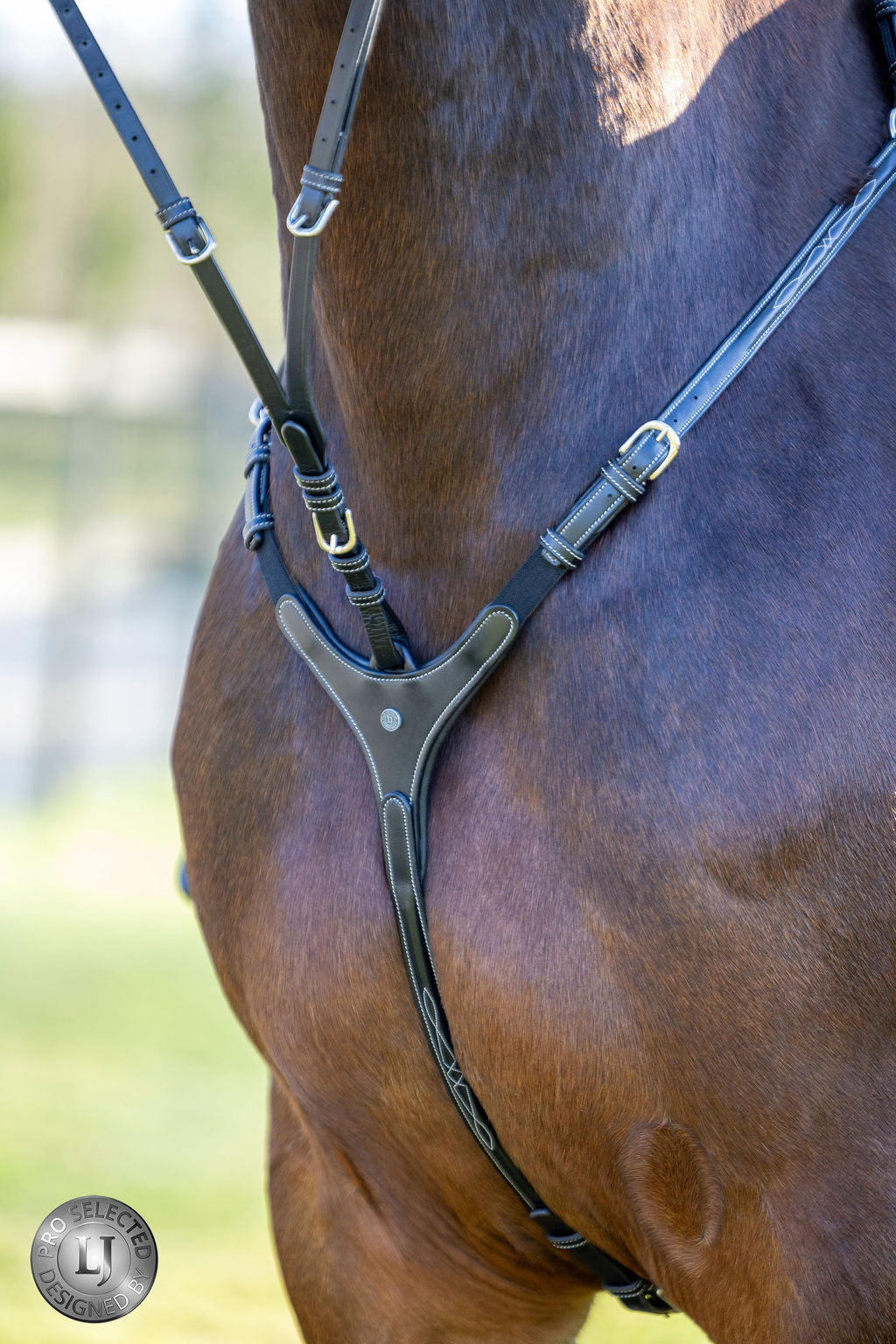 LJ Leathers Pro Selected Heritage 3-point hunting martingale Black