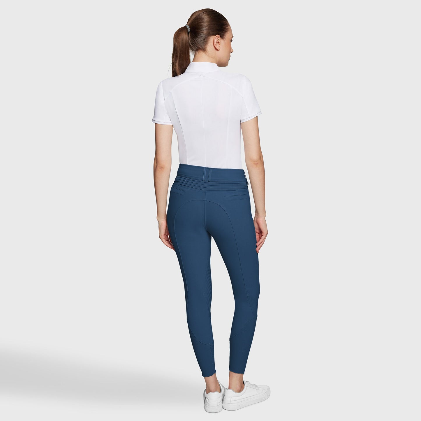 Samshield Riding Breeches Knee Grip Ladies Clara Metal Dots High Waist Celestial Blue